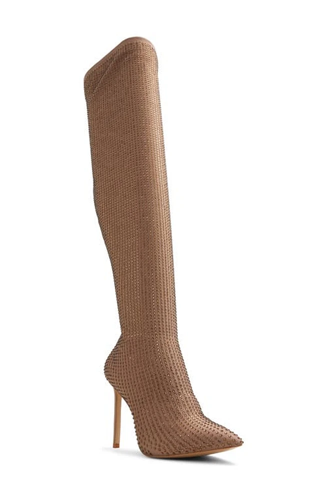 ALDO Nassia Embellished Pointed Toe Over the Knee Boot Bronze at Nordstrom,