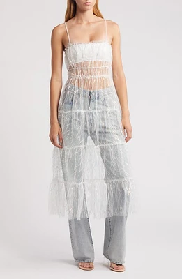 All Favor Sequin Tulle Sheer Midi Dress Off White at Nordstrom,