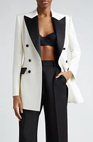 Dolce & Gabbana Contrast Detail Double Breasted Wool Blend Blazer Bianco Ottico at Nordstrom, Us