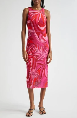 FARM Rio Endless Floral Stretch Tulle Midi Dress Red at Nordstrom,