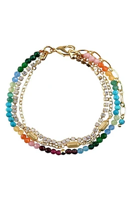 Panacea Layered Bead & Crystal Bracelet in Gold/Multi at Nordstrom