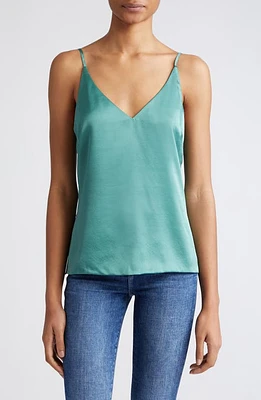 L'AGENCE Gabriella V-Neck Silk Camisole in Green Jasper at Nordstrom, Size Large