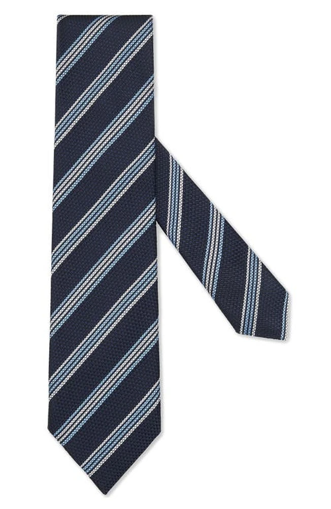 ZEGNA TIES Stripe Silk Tie in Navy Stripe at Nordstrom