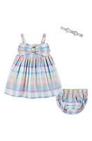 Andy & Evan Plaid Cotton Sundress, Bloomer Headband Set Blue at Nordstrom,