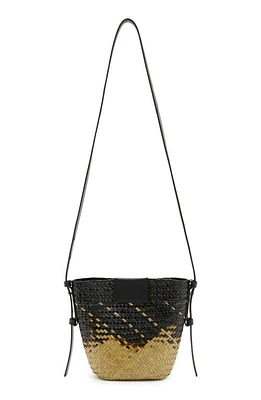 AllSaints Ebro Straw Crossbody Bag in Black/Brown at Nordstrom