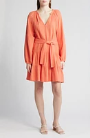 Rails Aureta Long Sleeve Organic Cotton Gauze Dress Papaya at Nordstrom,