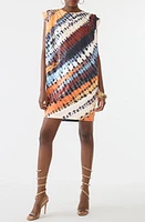 GSTQ Pleated Padded Shoulder Shift Dress at Nordstrom,