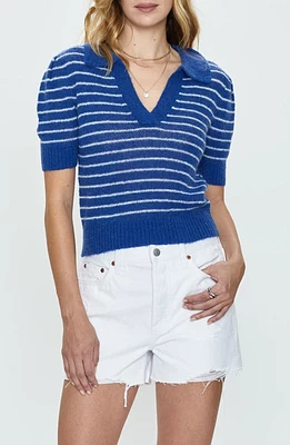 Pistola Billy Stripe Short Sleeve Johnny Collar Sweater at Nordstrom,