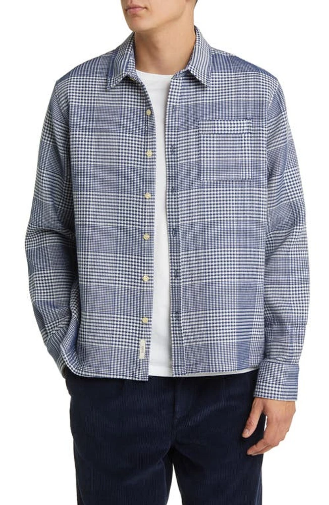 FORET Gentle Check Organic Cotton Button-Up Shirt in Navy at Nordstrom, Size X-Large