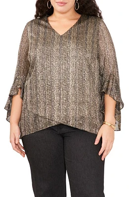 Vince Camuto Metallic Layered Hem Blouse Rich Black at Nordstrom,