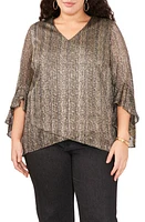 Vince Camuto Metallic Layered Hem Blouse Rich Black at Nordstrom,