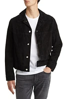 FRAME Suede Trucker Jacket in Noir at Nordstrom, Size X-Large