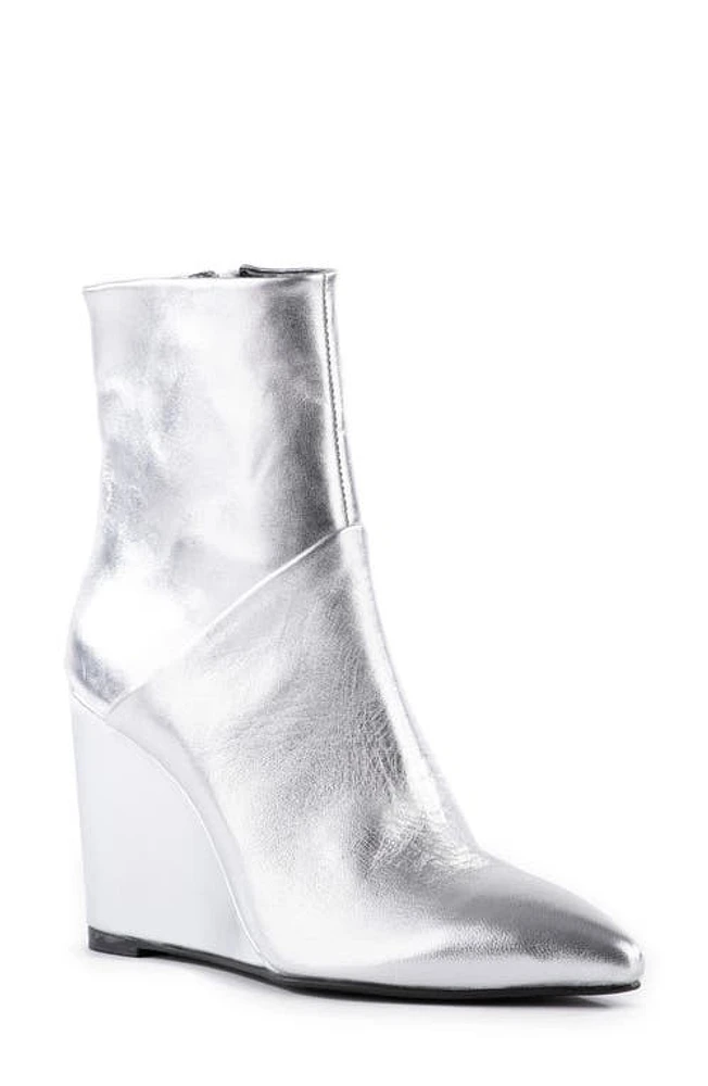 Seychelles Only Girl Pointed Toe Wedge Bootie Silver at Nordstrom,