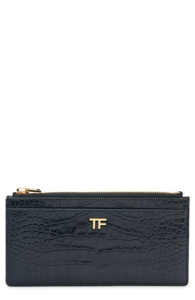 TOM FORD Croc Embossed Patent Leather Wallet in Black at Nordstrom