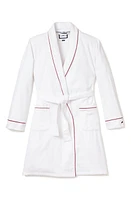 Petite Plume Contrast Piping Cotton Robe White at Nordstrom,