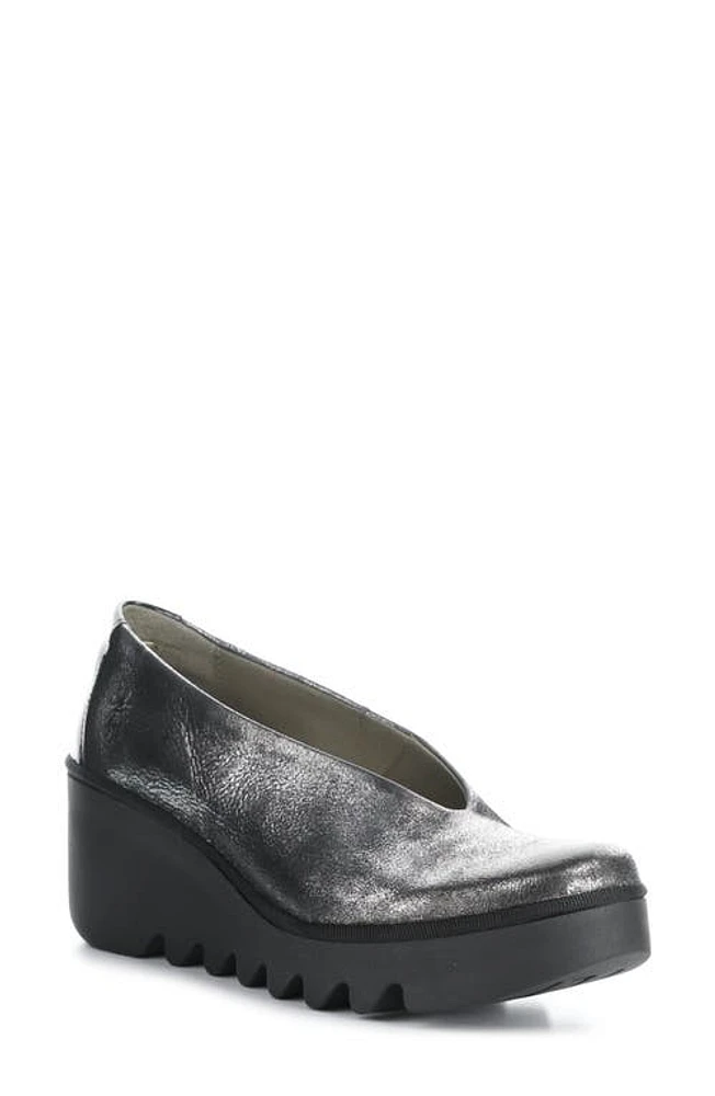 Fly London Beso Wedge Pump in 019 Silver/Black at Nordstrom, Size 5.5Us