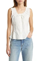 THE GREAT. The Abbey Sleeveless Cotton Button-Up Shirt in True White at Nordstrom, Size 2