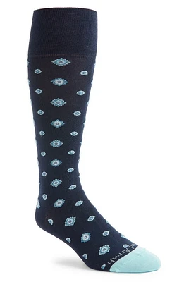 EDWARD ARMAH Neat Cotton Blend Dress Socks in Navy at Nordstrom