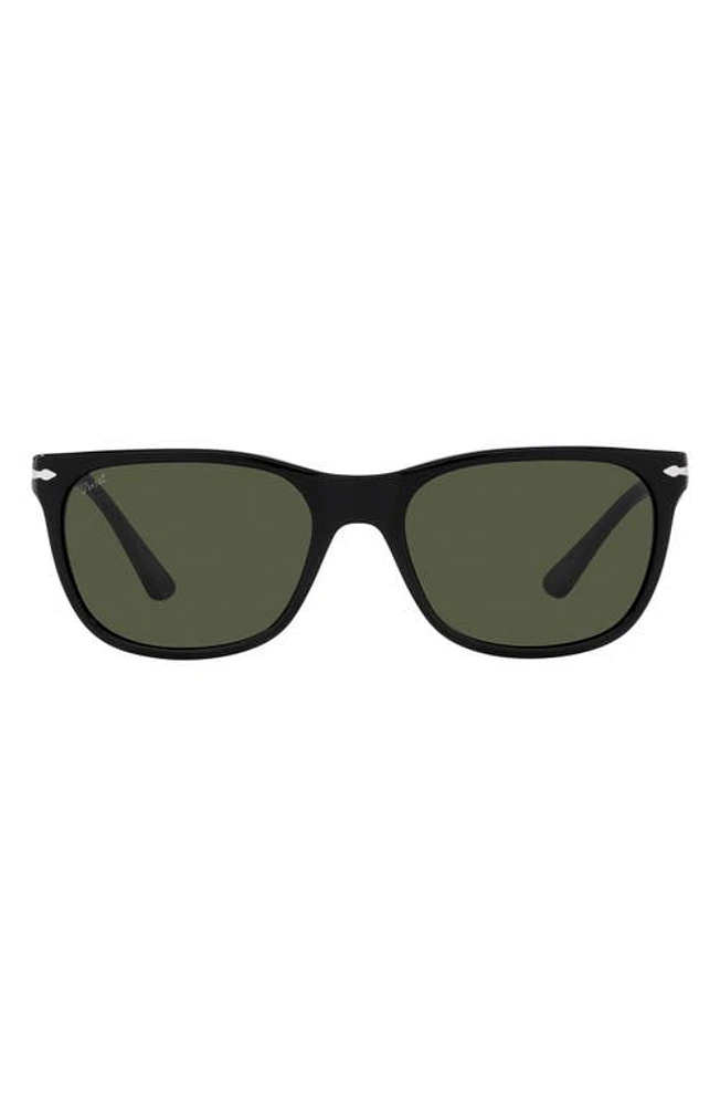 Persol 57mm Rectangular Sunglasses in Black/Green at Nordstrom