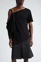 TAKAHIROMIYASHITA TheSoloist. Asymmetric One-Shoulder Cotton & Silk T-Shirt Black at Nordstrom,