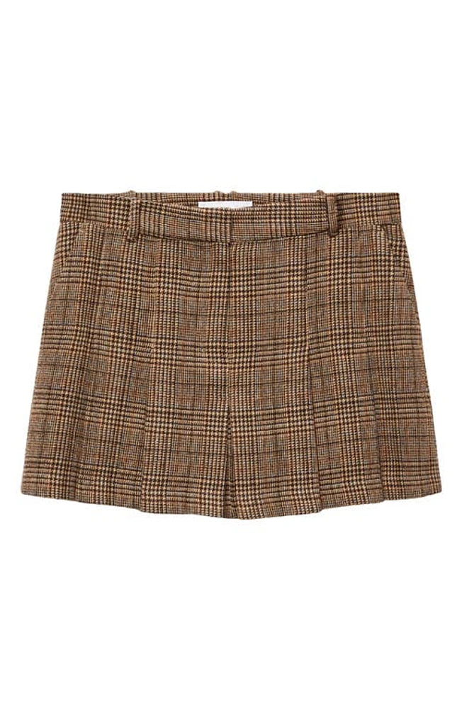 MANGO Glen Plaid Miniskirt Beige at Nordstrom,