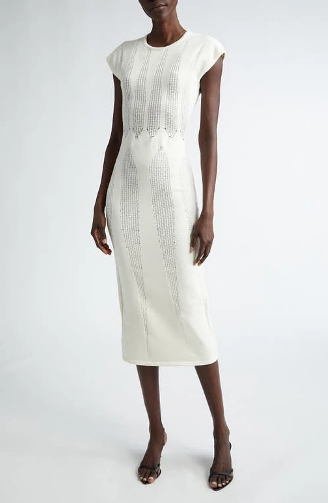 Giambattista Valli Mixed Stitch Midi Sweater Dress Ivory at Nordstrom, Us