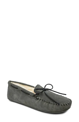 Minnetonka Genuine Shearling Lined Slipper Grey Suede at Nordstrom