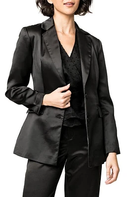 GIBSONLOOK Shine Effect Longline Blazer Black at Nordstrom,