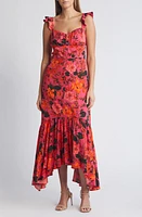 Chelsea28 Floral Ruffle Strap Handkerchief Hem Dress Orange Fruitful Blooms at Nordstrom,