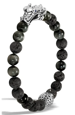 John Hardy Men's Legends Naga Bead Bracelet in Grey at Nordstrom, Size Large