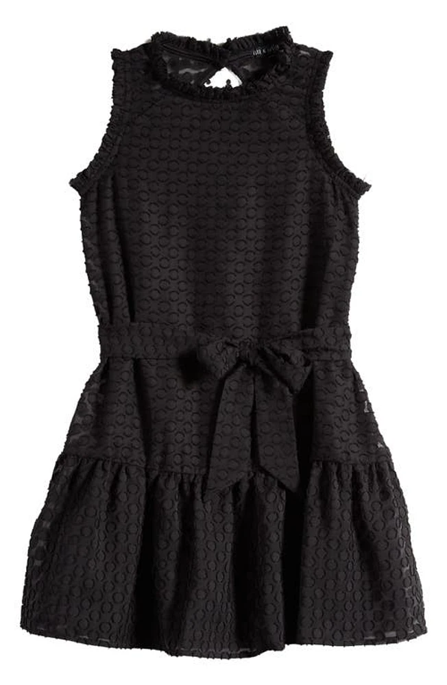 Ava & Yelly Kids' Ruffle Fil Coupé Dress Black at Nordstrom,