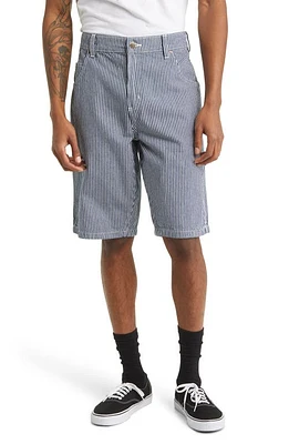 Dickies Hickory Stripe Cotton Canvas Carpenter Shorts Ecru/Airforce Blue at Nordstrom,