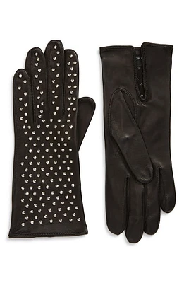 Seymoure Kelly Studded Leather Gloves in Black at Nordstrom