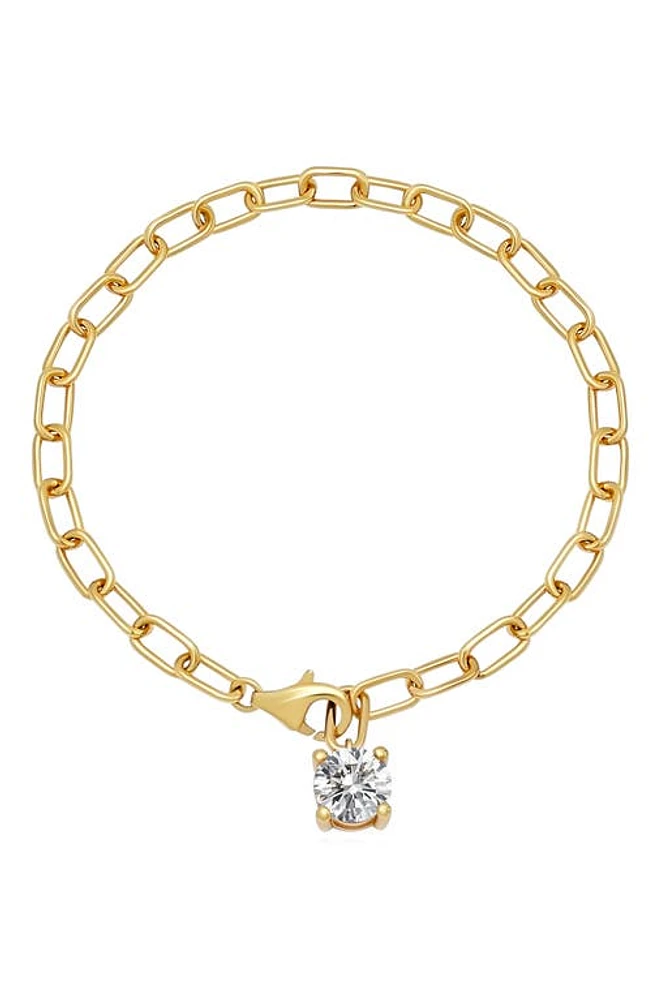 Crislu Cubic Zirconia Charm Paper Clip Bracelet in Gold at Nordstrom