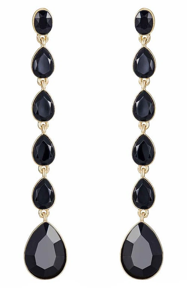 Ettika Teardrop Crystal Linear Earrings in Black at Nordstrom