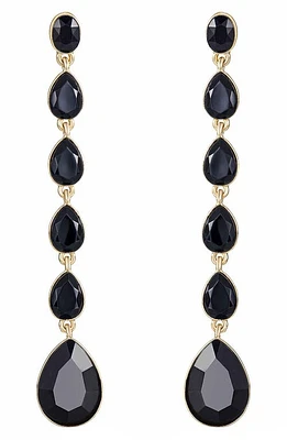 Ettika Teardrop Crystal Linear Earrings in Black at Nordstrom