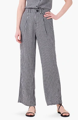 NIC+ZOE Drapey Gingham Wide Leg Pants Black Multi at Nordstrom,