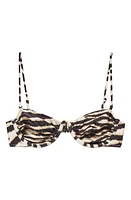 MANGO Animal Print Underwire Bikini Top Black at Nordstrom,