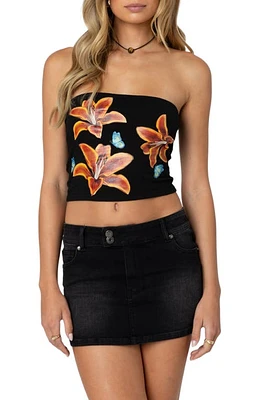 EDIKTED Tiger Lily Tube Top Black at Nordstrom,