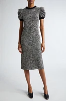 Max Mara Ieti Puff Sleeve Tweed Knit Midi Dress Vanilla at Nordstrom,