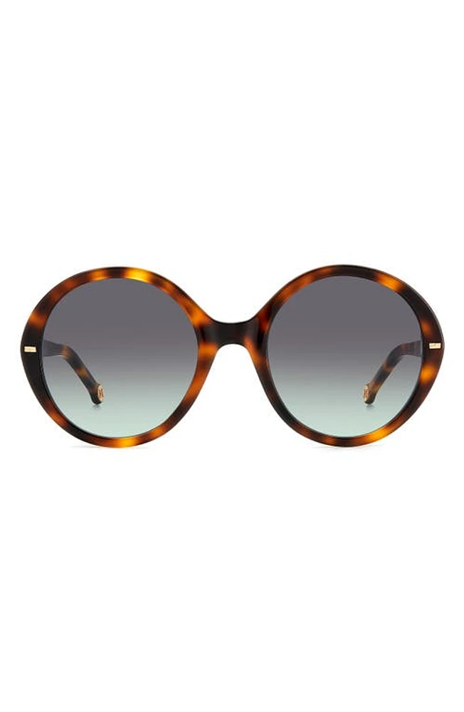 Carolina Herrera 55mm Round Sunglasses in Brown Tortoise at Nordstrom