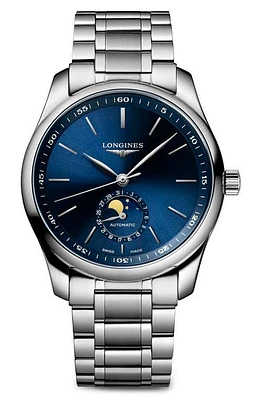 Longines Master Automatic Bracelet Watch, 40mm in Silver/Blue at Nordstrom