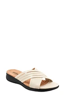 SoftWalk Tillman 5.0 Leather Cross Strap Slide Sandal Bone at Nordstrom,