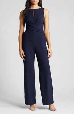 Vince Camuto Cross Front Keyhole Wide Leg Crepe Jumpsuit at Nordstrom,