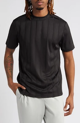 Open Edit Texture Stripe T-Shirt Black at Nordstrom,