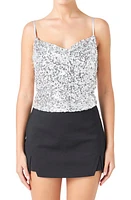 Endless Rose Cowl Neck Sequin Camisole Silver at Nordstrom,