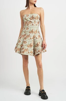 En Saison Kayla Floral Strapless Minidress Light Green Multi at Nordstrom,