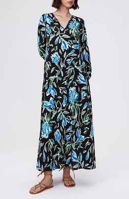 Diane von Furstenberg Vandy Floral Long Sleeve Maxi Dress Tulip Fields Blue Lg at Nordstrom,