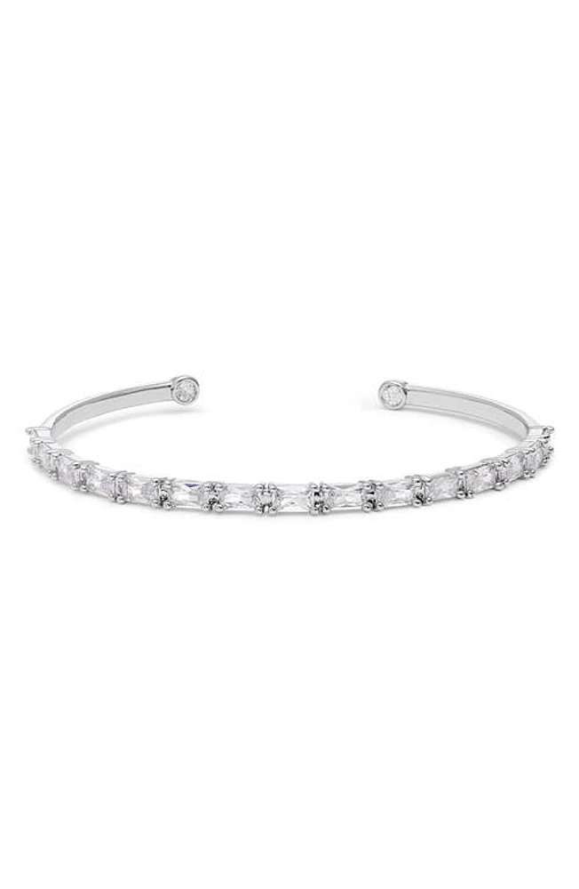 Nordstrom Cubic Zirconia Cuff Bracelet in Clear- Rhodium at Nordstrom