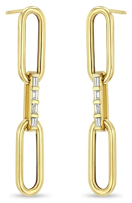 Zoë Chicco Large Paperclip Chain with Baguette Diamond Link Drop Earrings in 14K Yellow Gold at Nordstrom